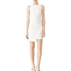 Cinq A Sept White Josie Asymmetrical Stitch Raw Seam Sleeveless Dress Size 4